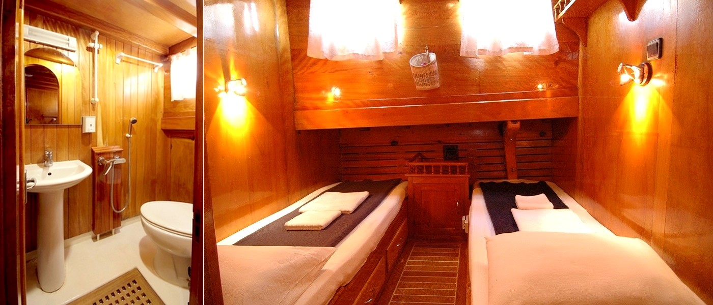 cabine standard à 2 lits sur la goélette croisière cyclades