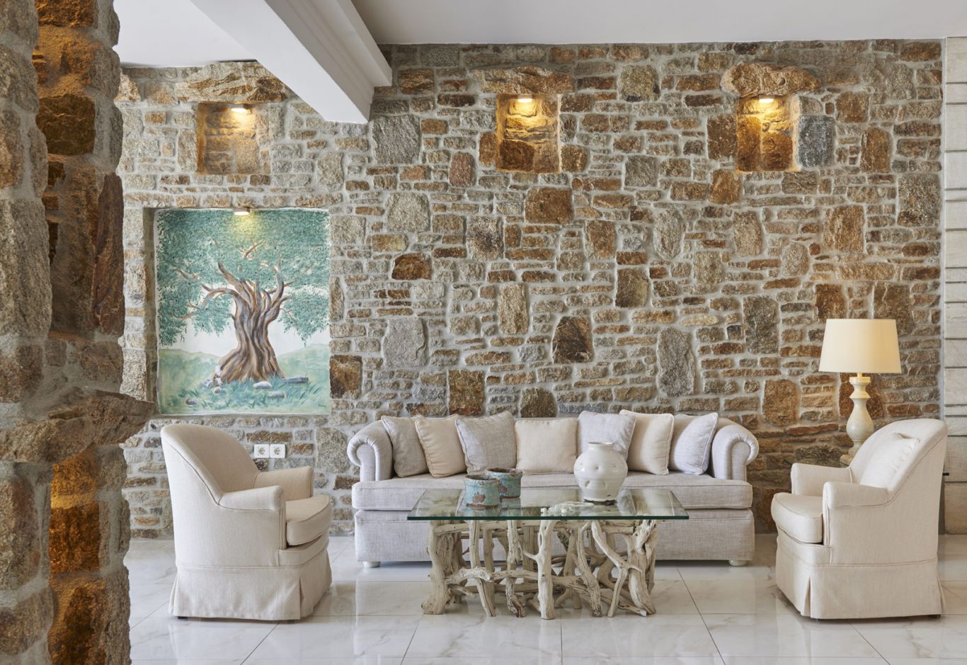 reception de l'hôtel Petinos Beach sur plati gialos à Mykonos