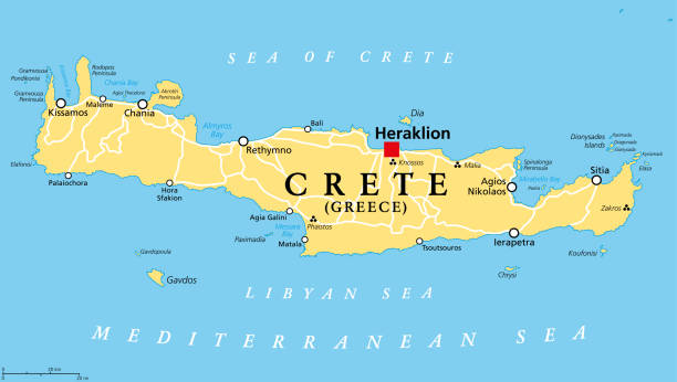 Photo de la carte de l'île de Crète en Grèce