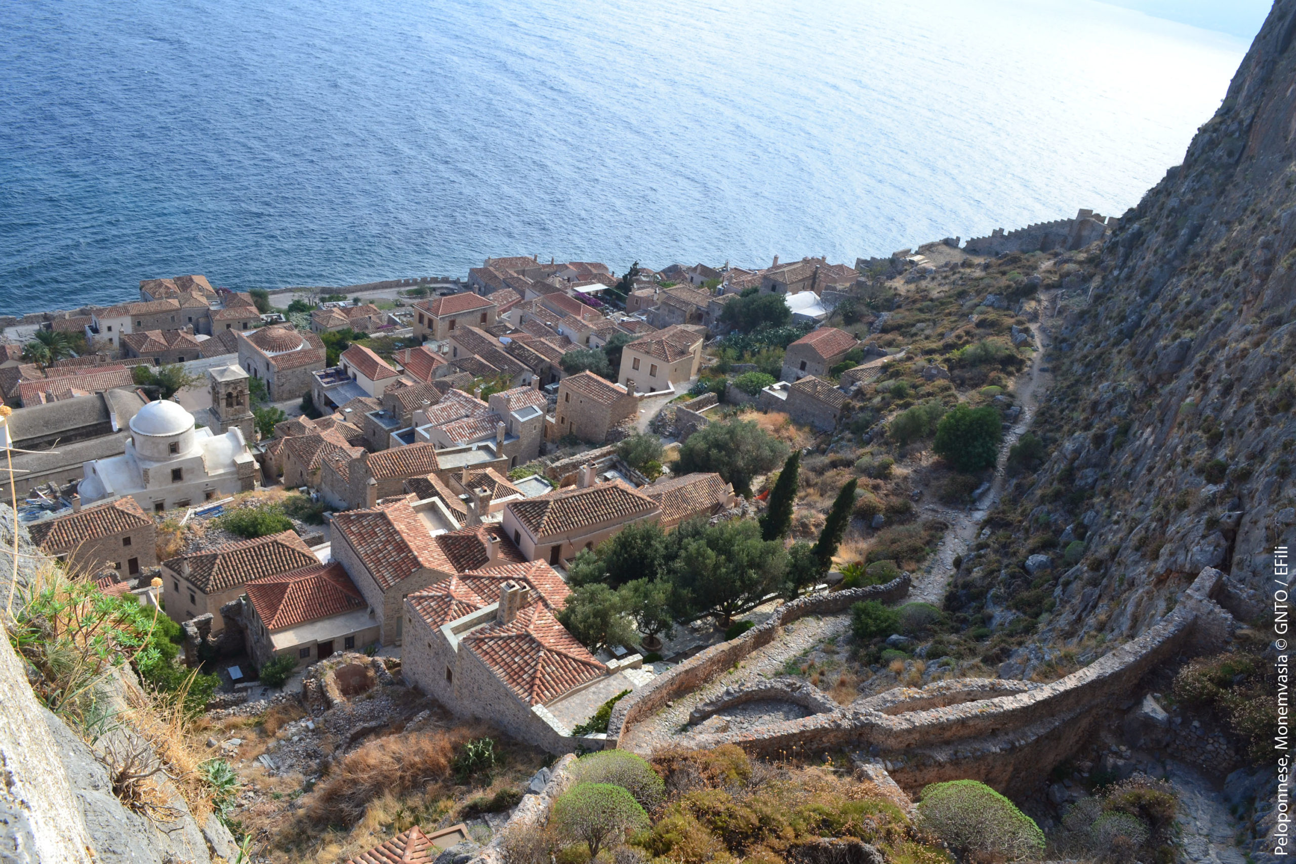 Monemvasia village enclavé byzantin situé dans le Péloponnèse Grèce Continentale