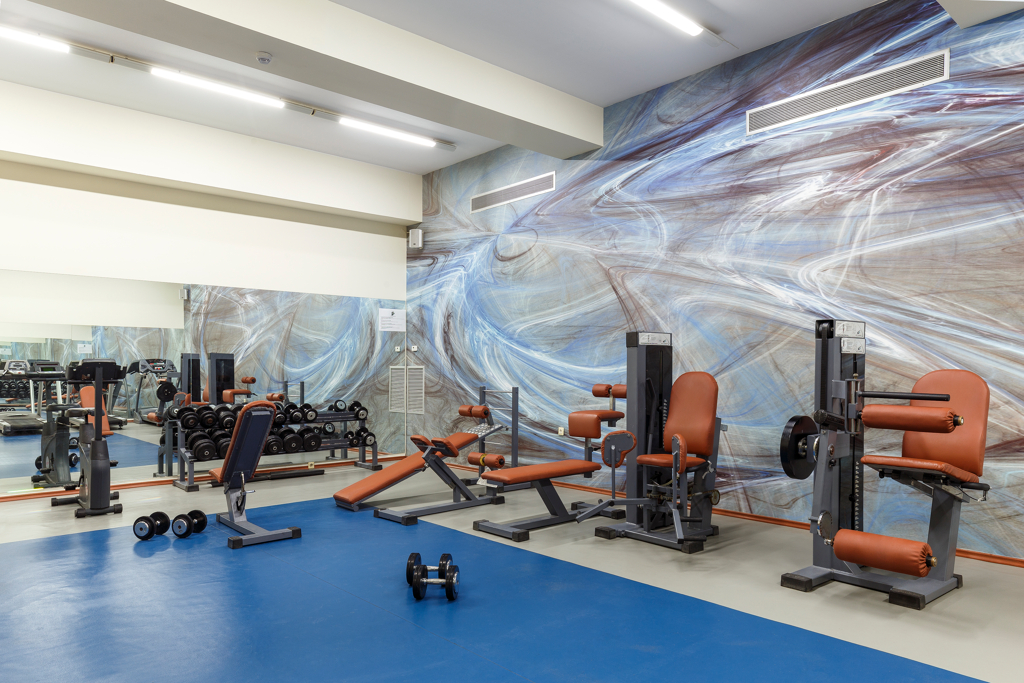 Salle de gymnastique de Lindos Princess Beach Hôtel situé à Lardos sur l'île de Rhodes dans les îles du Dodécanèse en Grèce